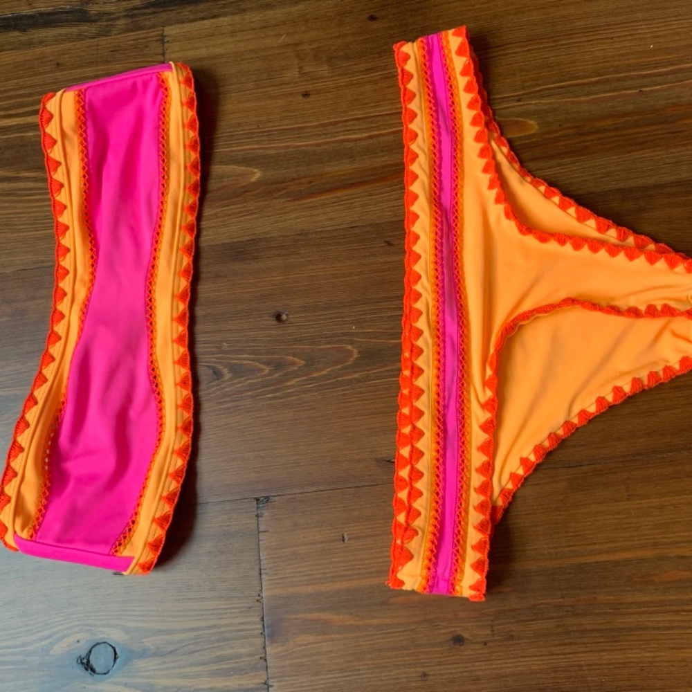 Same Swim pink and orange bikini set